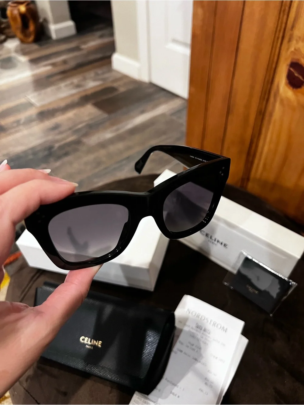 Celine Black Oversized Square Cat-Eye Sunglasses 50MM